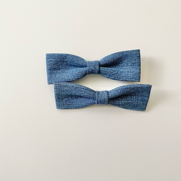 Mumoo Denim Accessories - Set of 2 Blue Denim Hairbows